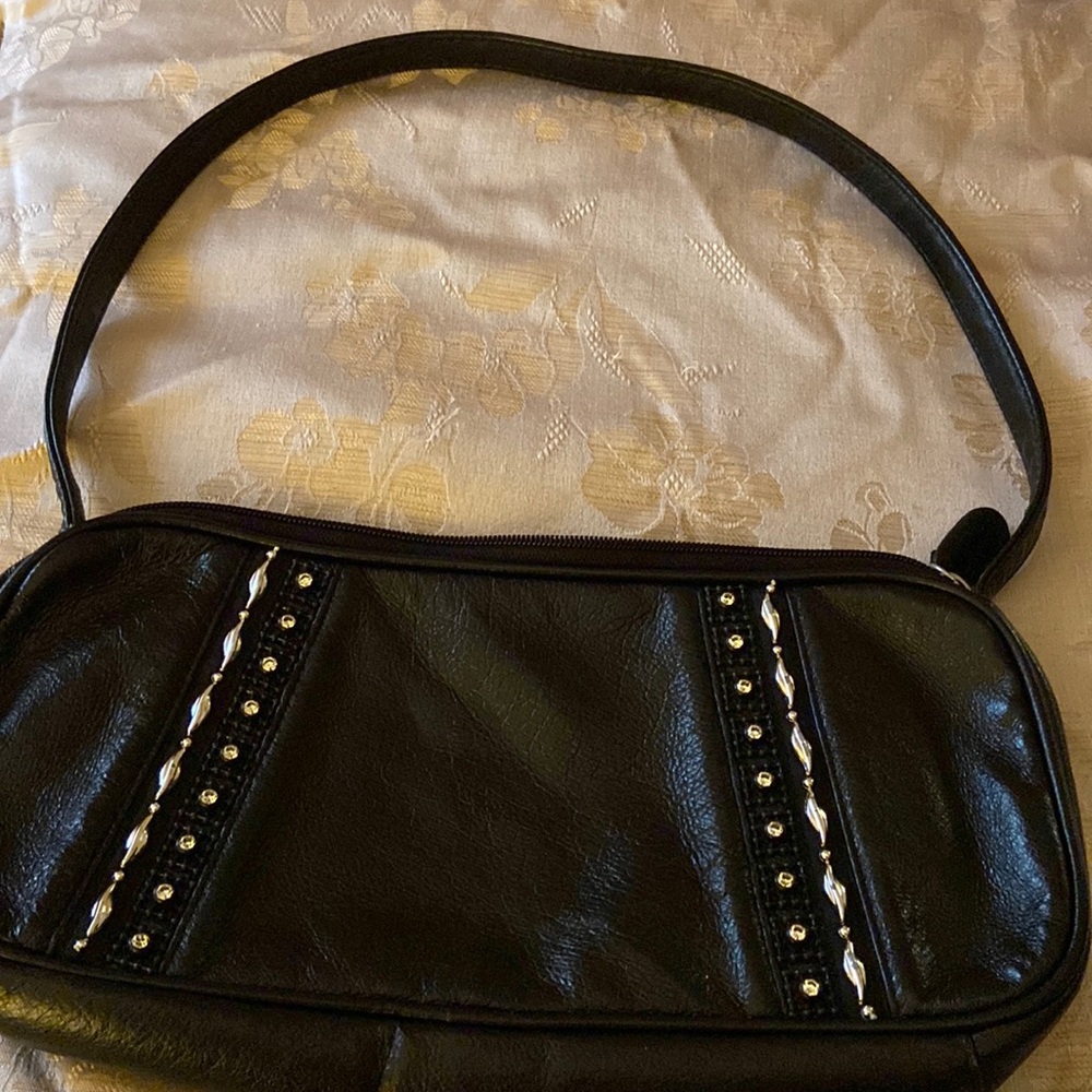 Black mini purse with silver accents